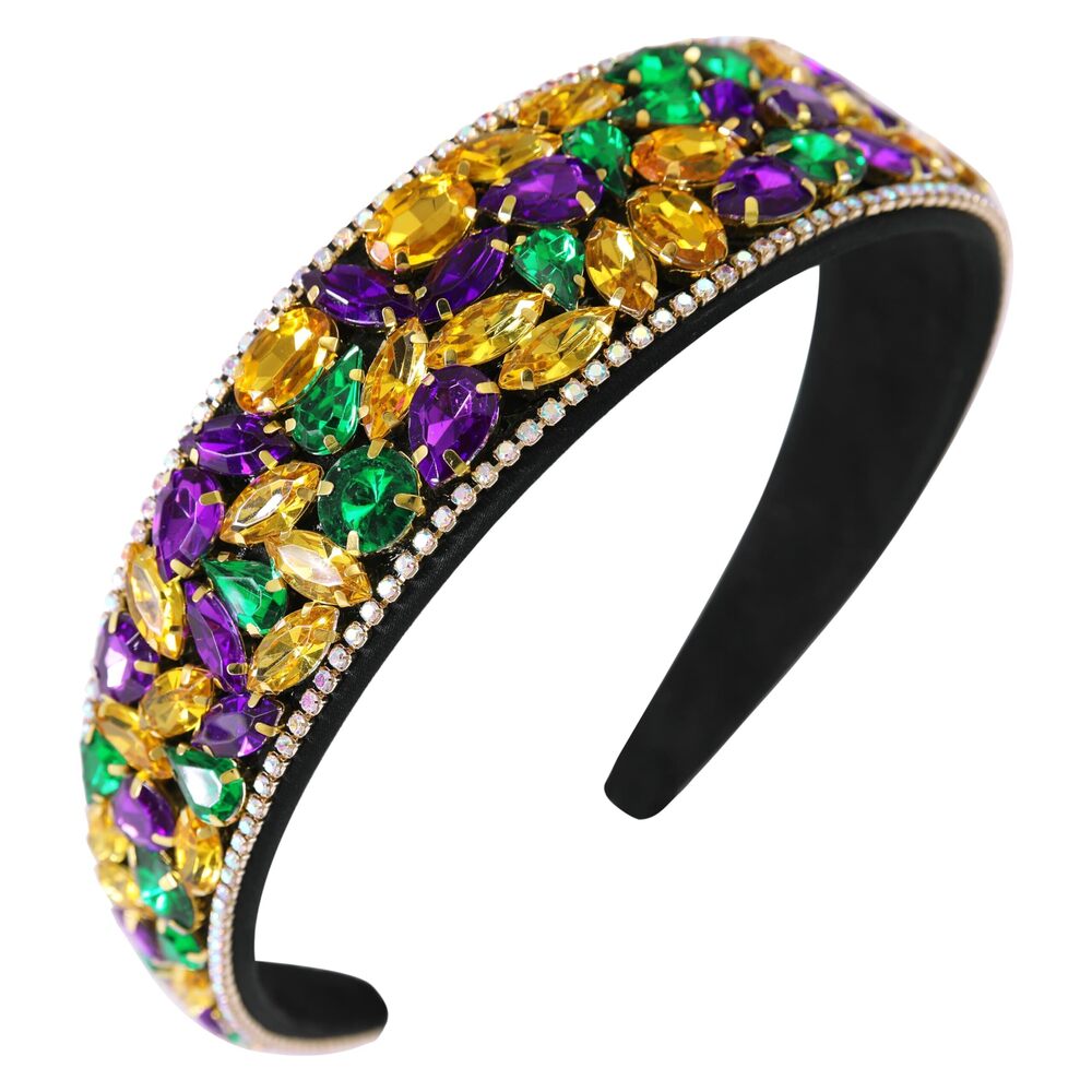 1413 Colorful Rhinestone Headband Mardi Gras Headbands Sparkly Bling